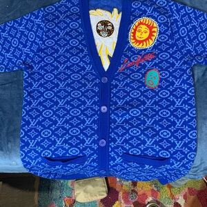 Louis Vuitton Royal Blue Monogram Cardigan with Sun Patches